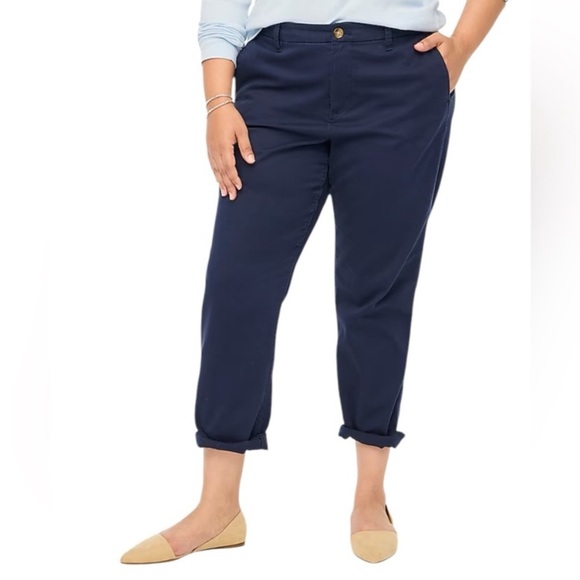 J.Crew Factory Women's High-rise girlfriend chino pant in Navy AD156 - Picture 1 of 5